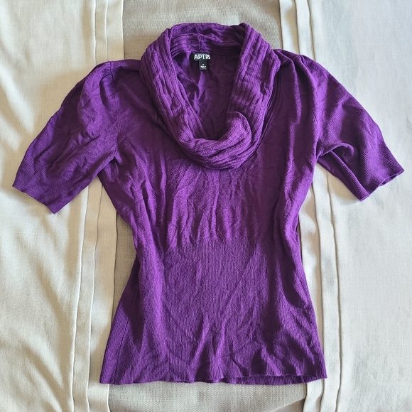 y2k rich Purple Apt. 9 short sleeve cowl neck top sweater layering - Picture 1 of 5
